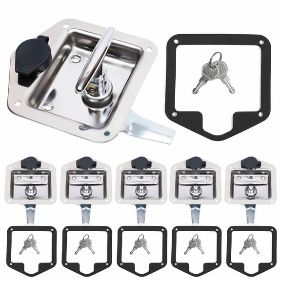 Miumaeov 6Pcs Stainless Steel Door Lock Folding T-Handle Tool Box Lock RV Door Latch w/ 12 Keys for RV Truck Trailer Camper Caravan Silver