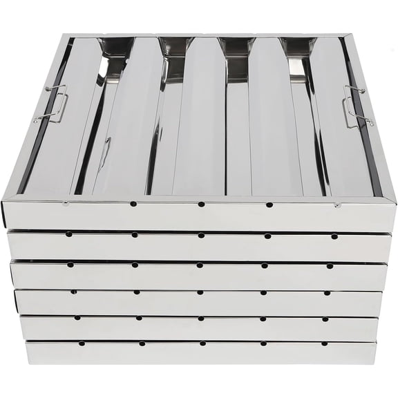 Miumaeov 6pcs Range Hood Baffle Filter, 430 Stainless Steel 4 Grooves Commercial Hood Filters, for Grease Rated Commercial Kitchen