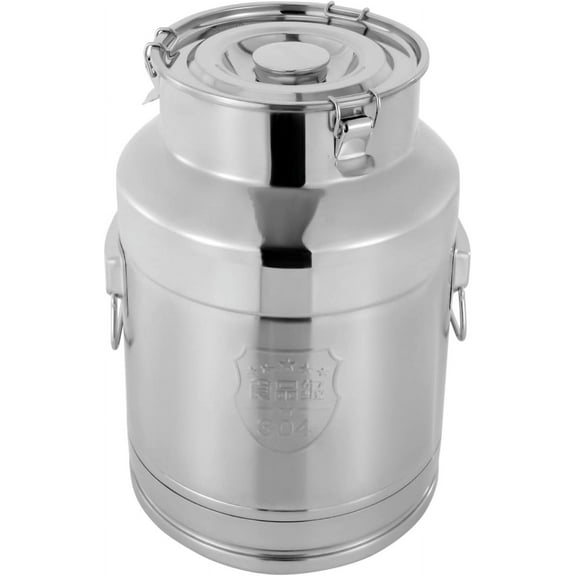 Miumaeov 7.39 Gallon Stainless Steel Milk Can with Lid, Airtight Wine Pail Bucket Metal Oil Water Milk Storage Container Stainless Steel Milk Jug