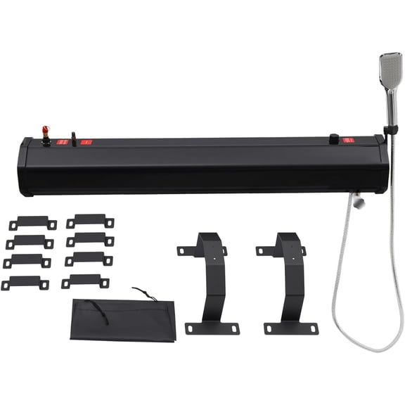Miumaeov 7.9 Gallon Roof Rack Water Tank, Pressurized Portable Camping Shower with Solar Heating, Overland Gear for SUV RV Truck