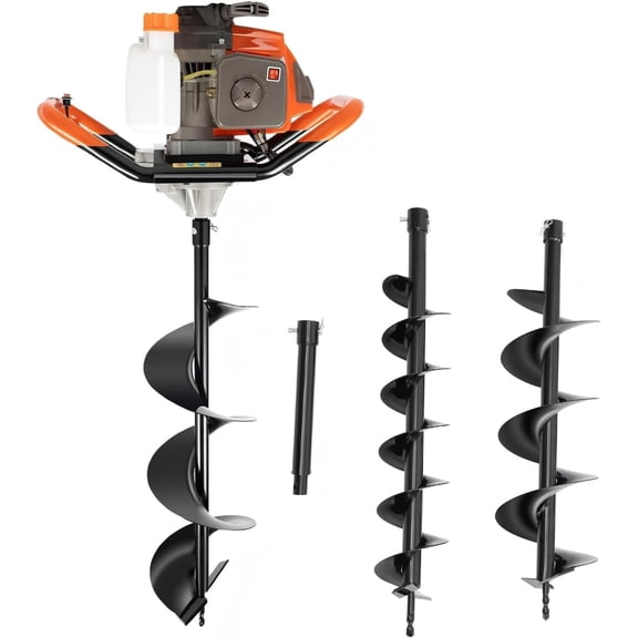 Miumaeov 72CC Gas Auger Post Hole Digger, 2300W 2-Stroke Earth Auger with 4/6/8 Inch Bits + 12 Inch Extension, Fence Hole Digger