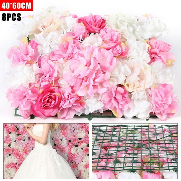 Miumaeov 8 Pack Artificial Flower Wall Panels 24" x 16" Silk Hydrangea Wall Backdrop For Wedding Party Event Decoration