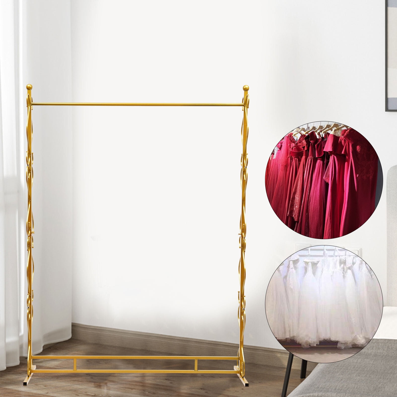 Miumaeov 80.7'' Retail Gold Clothes Rack for Boutique Wedding Dress ...