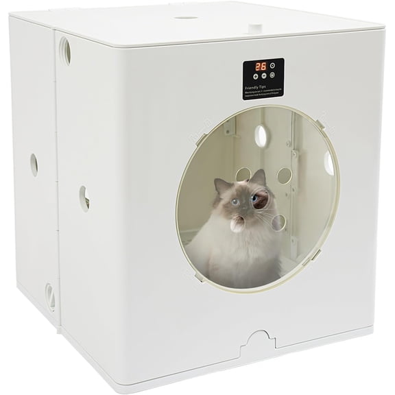 Miumaeov 800W Automatic Pet Dryer Box, Adjustable Pet Hair Drying Machine with Viewable Window, 79.9Qt Capacity Foldable Cat Dryer Box