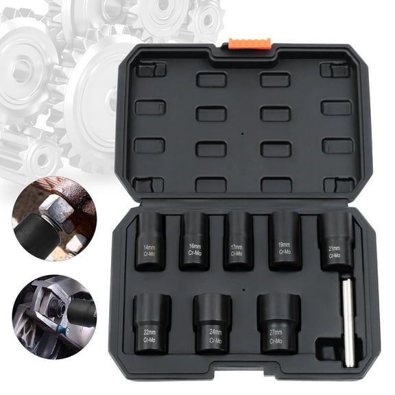 Miumaeov 8Pcs Bolt Extractor Stripped Damaged Nut Removal Extractor Socket Tool Toolbox