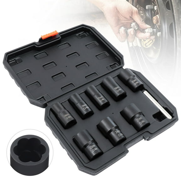 Miumaeov 8Pcs Bolt Nut Extractor Set Bolt Extractors Removes Rod Kit Toolbox