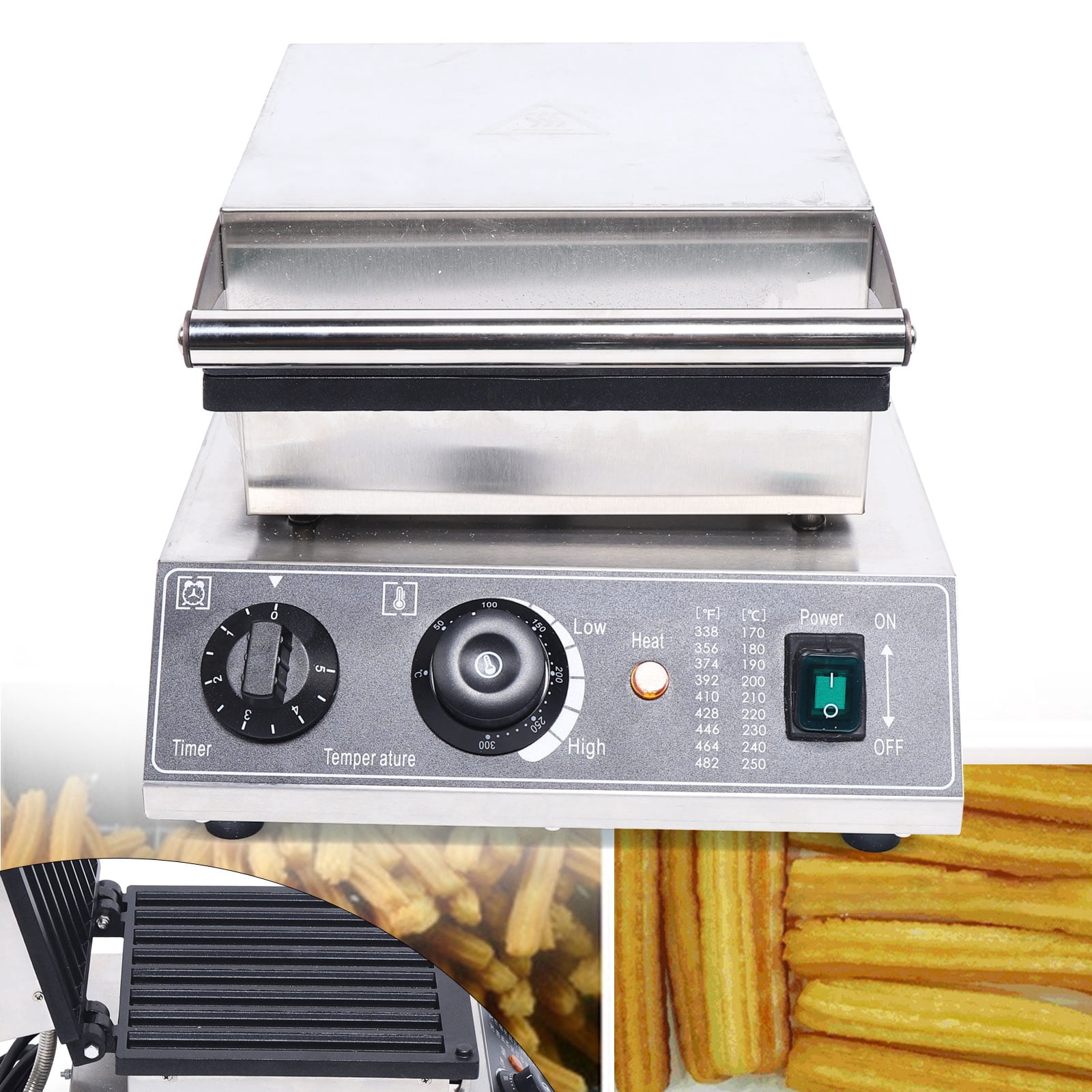 Miumaeov 8pcs Spanish Churros Maker 1500W Commercial Electric Non-Stick Waffle Maker Muffin Baker Machine