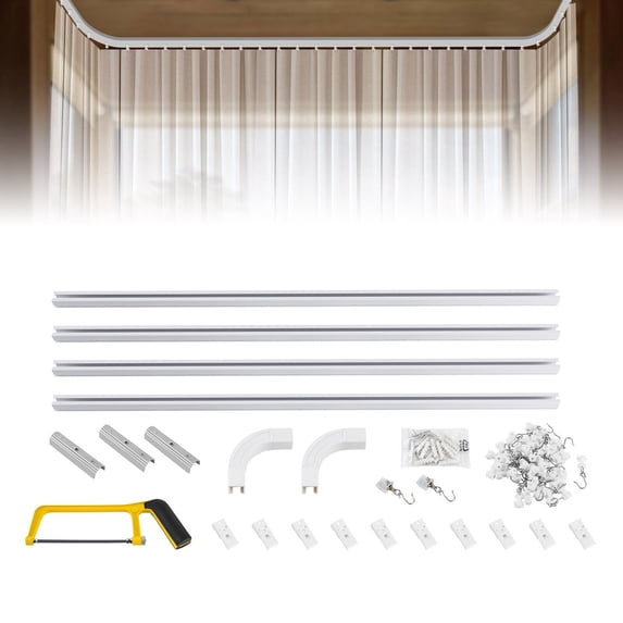 Miumaeov 9-12ft Heavy Duty Bendable Curtain Track Rail Set Ceiling or Wall Mounting Room Divider System