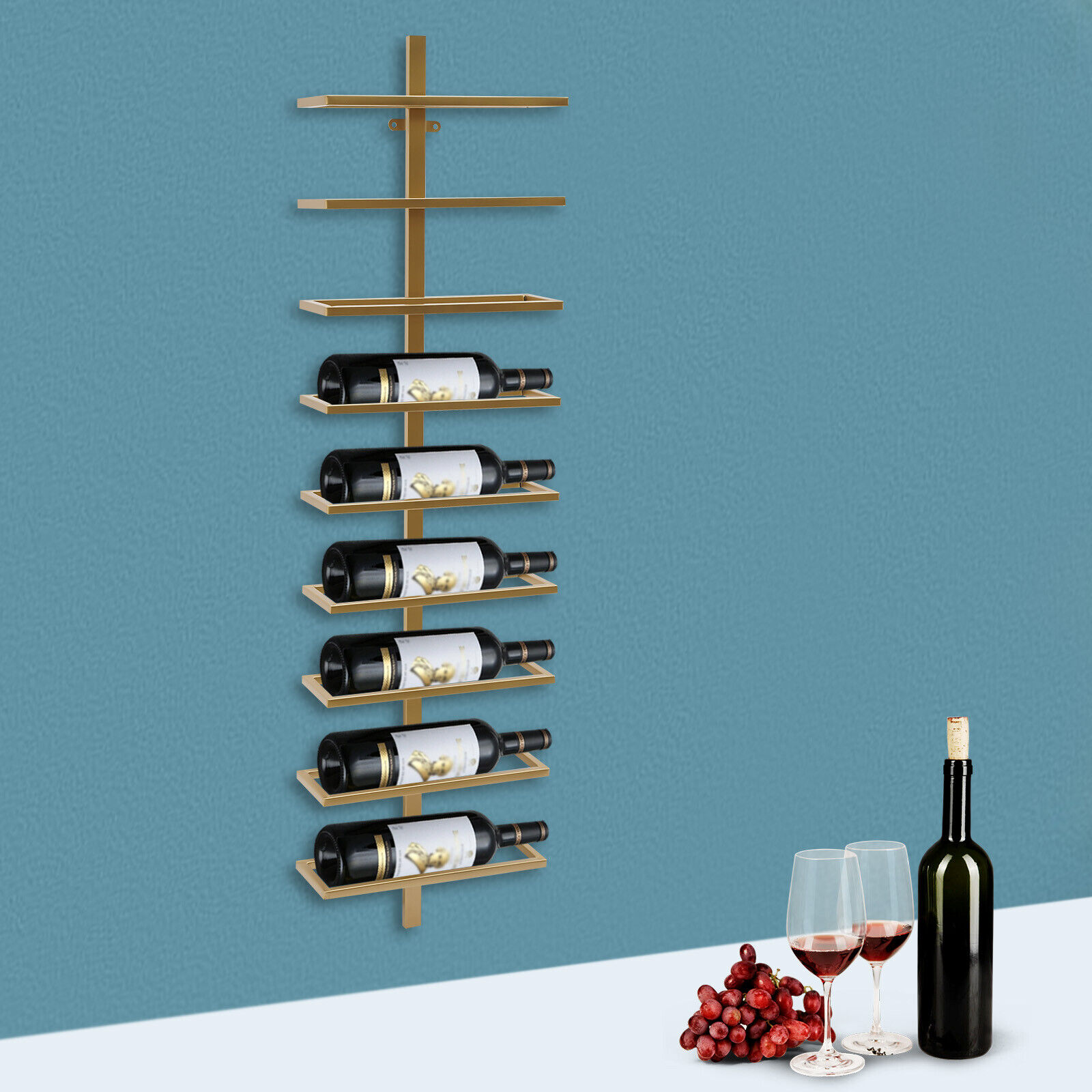 Miumaeov 9 Bottles Wall Mounted Wine Rack Wine Bottle Holder Display ...