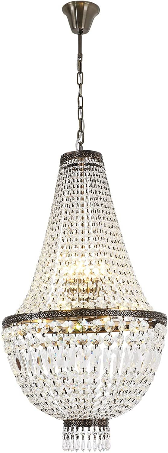Miumaeov 9-Light Luxury Crystal Chandelier French Empire Metal Pendant Light Fixture Lamp