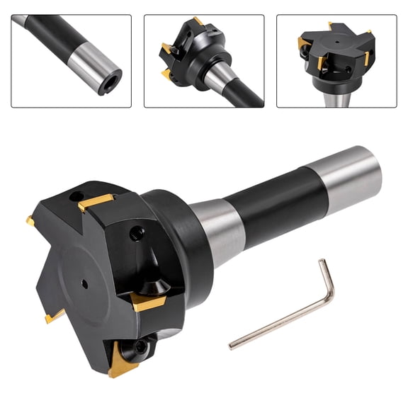 Miumaeov 90 Indexable End Mill 3" Cutting Depth R8 Shank Milling Cutter Blade TPCN32PDTR