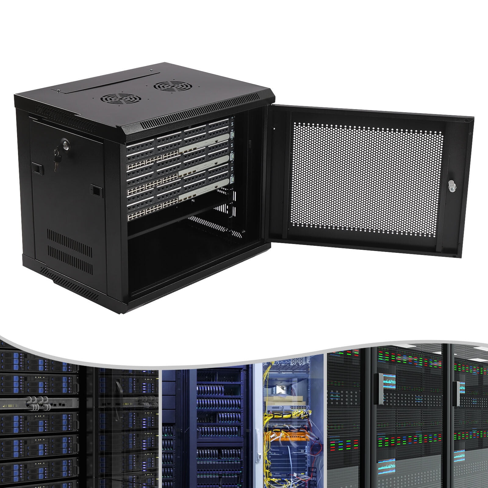 Miumaeov 9U Wall Mount Server Cabinet Lockable Metal Network Equipment ...