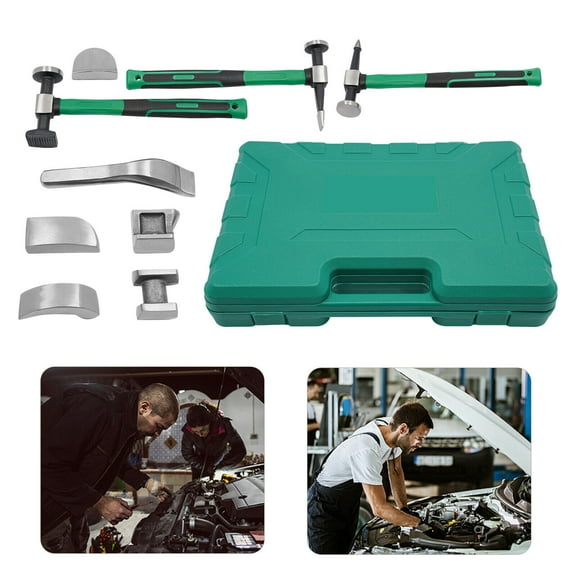 Miumaeov 9pcs Set Hand Car Auto Body Work Hammer Fender Tool Dent Crowbar Repair Kit