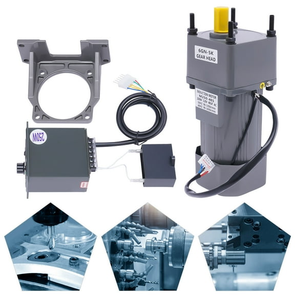 Miumaeov AC Gear Motor with Variable Speed Controller and Bracket Reversible High Torque Motor 0-270rpm 110V 250W (5K)