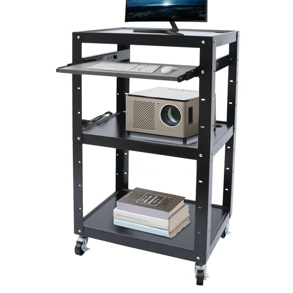 Miumaeov AV Cart Free Standing Rolling Standing Desk Stand Up Desk Height Adjustable 42in