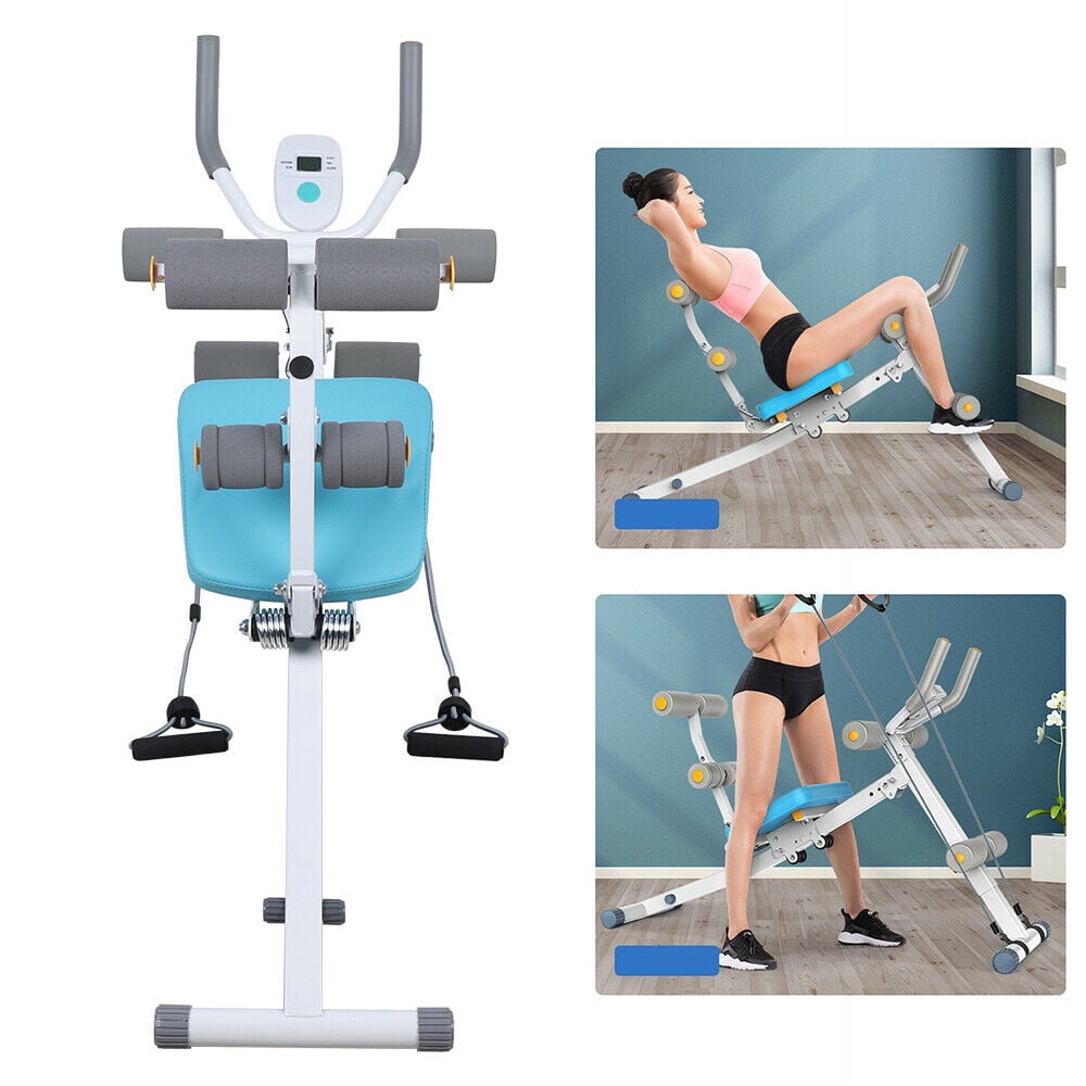 Miumaeov Abdominal Crunch Machine 2 In 1 Sit Up Bench Core Ab Trainer ABs Workout w LCD