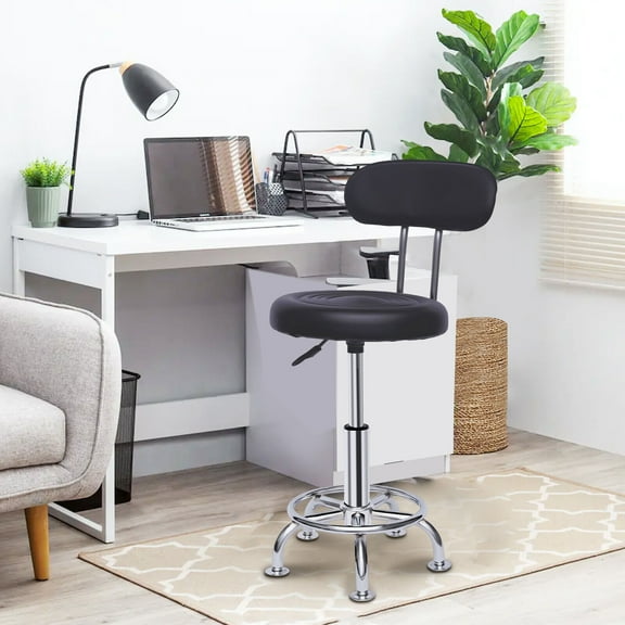 Miumaeov Adjustable Hydraulic Garage Work Shop Chair Shop Stool Bench w/ Backrest Black