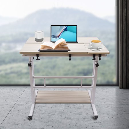 Miumaeov Adjustable Laptop Desk With Wheels Mobile Table Laptop Desk Cart Home Office