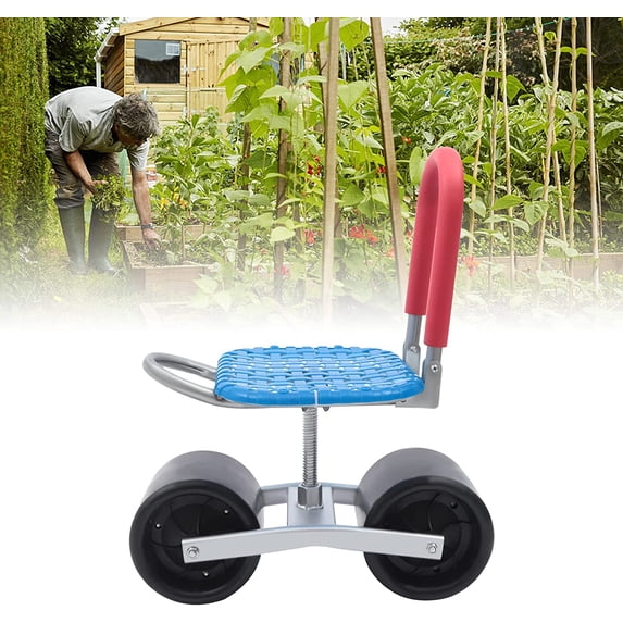 Miumaeov Adjustable Rolling Garden Stool, Modern Style, 7.9" Backrest Height, 360° Rotation