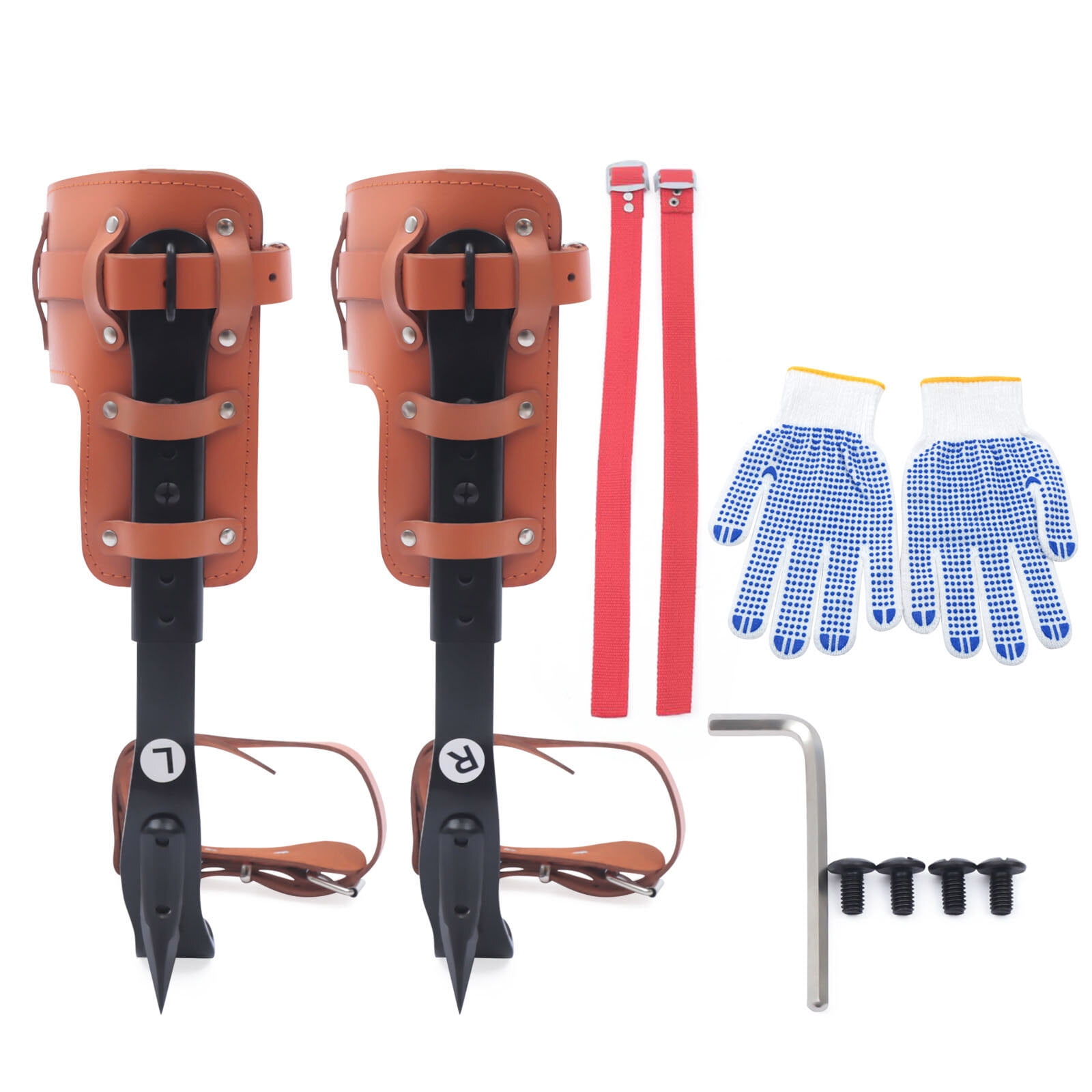 Miumaeov Adjustable Tree Climbing Spike Set Pole Climbing Spurs Steel ...