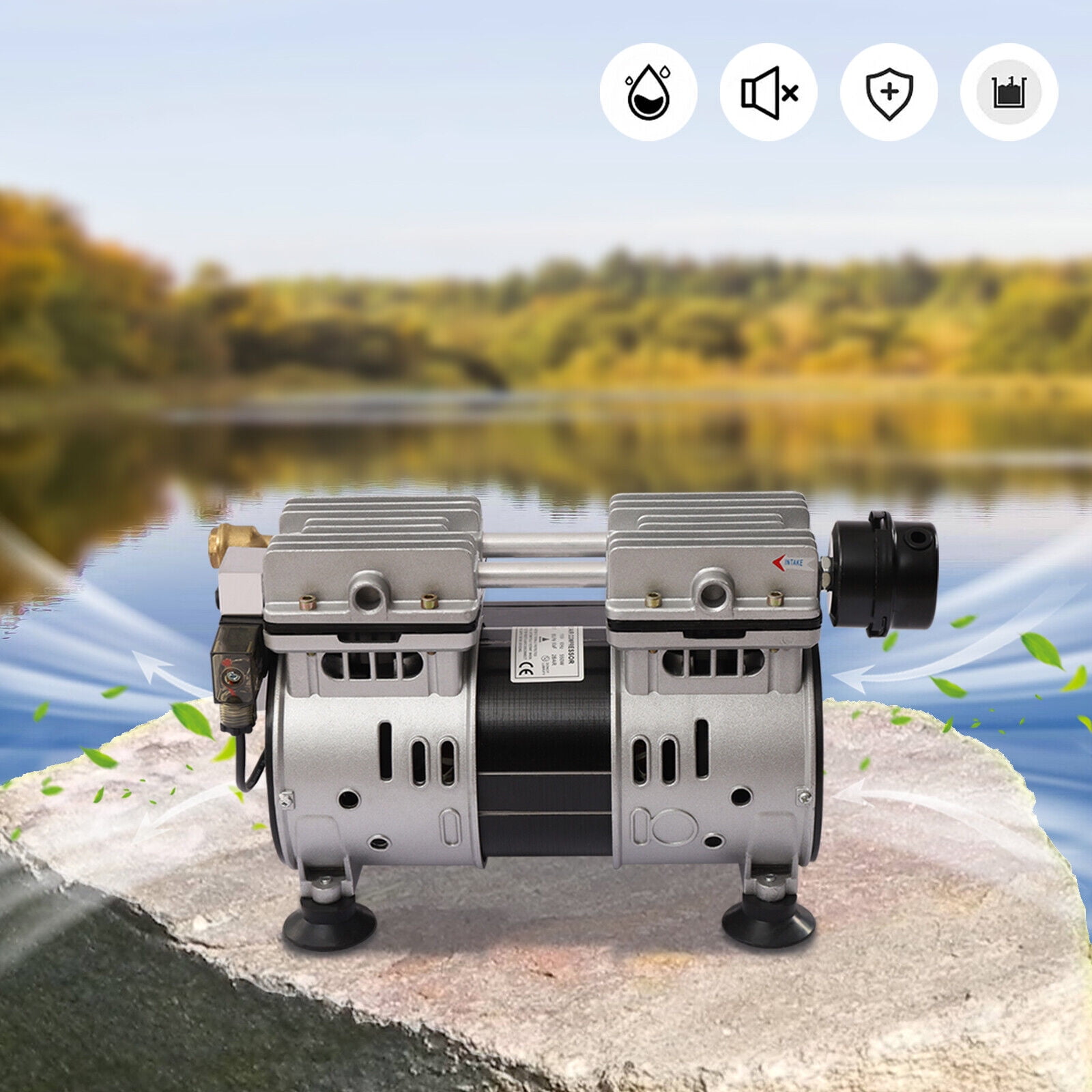 Miumaeov Air Compressor, 3/4 HP Pump Compressor with Silencer for Ponds and Lakes