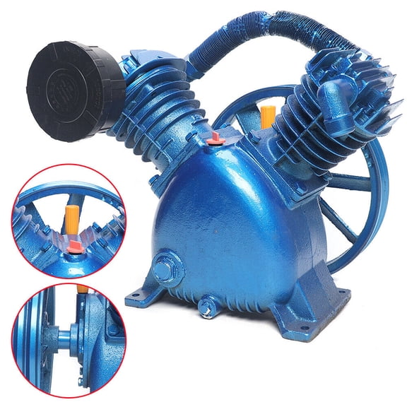 Miumaeov Air Compressor Pump Head 5.5HP 21CFM 175PSI 800RPM Twin Cylinder V Style Air Compressor Pump Unit with Flywheel Exhaust Cylinder Pneumatic Cast Iron Compressor Head Pump Double Stage
