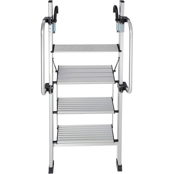 Miumaeov Aluminium Bunk Bed Ladder 4-Step RV Bunk Ladder with Adjustable Handrail and Rubber Foot Pads Loft Bed Stairs Safety Climb Stairs