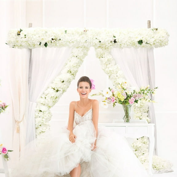 Miumaeov Artificial Rose Ball Flower Row Fake Flower Ball Arrangement Bouquet Wedding Arch Stage Window Wall Background Decor White