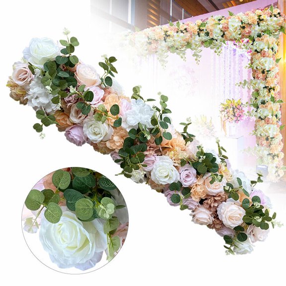 Miumaeov Artificial Silk Rose Flower Wall Wedding Flower Row Arch Background Decoration