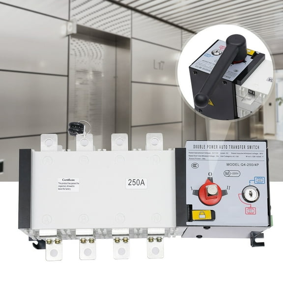 Miumaeov Automatic Industrial Transfer Switch 250A 4 Poles Dual Power Transfer Switch 110V Grid to AC Generator