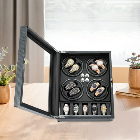Miumaeov Automatic Rotation 8+5 LED Light Watch Winder Box Watch Display Storage Case With Lock