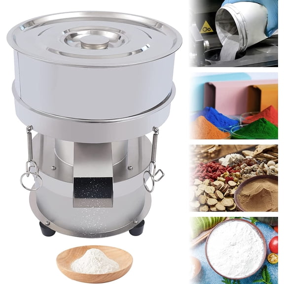 Miumaeov Automatic Vibrating Sifter with Pure Copper Motor, Stainless Electric Vibrating Sifter Flour Sifter, 110V 50W Sifter Shaker Machine, Automatic Sifter Shaker Machine (40 Mesh + 60 Mesh)