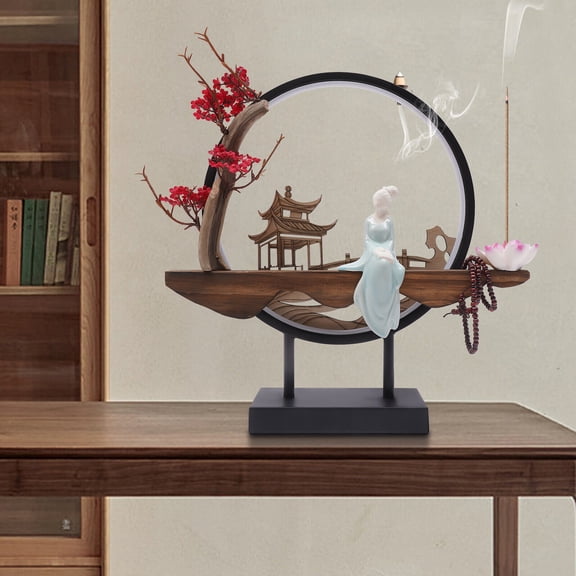 Miumaeov Ancient Incense Holder LED Light Backflow Office Tea Table Decor Night Light