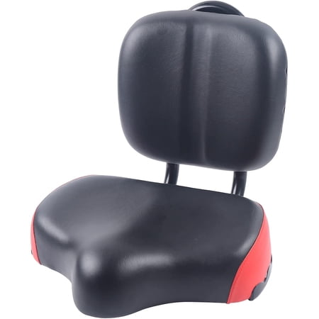 Miumaeov Backrest Saddle Bike Seat with Backrest, Bicycle Tricycle Oversize Comfort Saddle Seat with Back Support (Red)