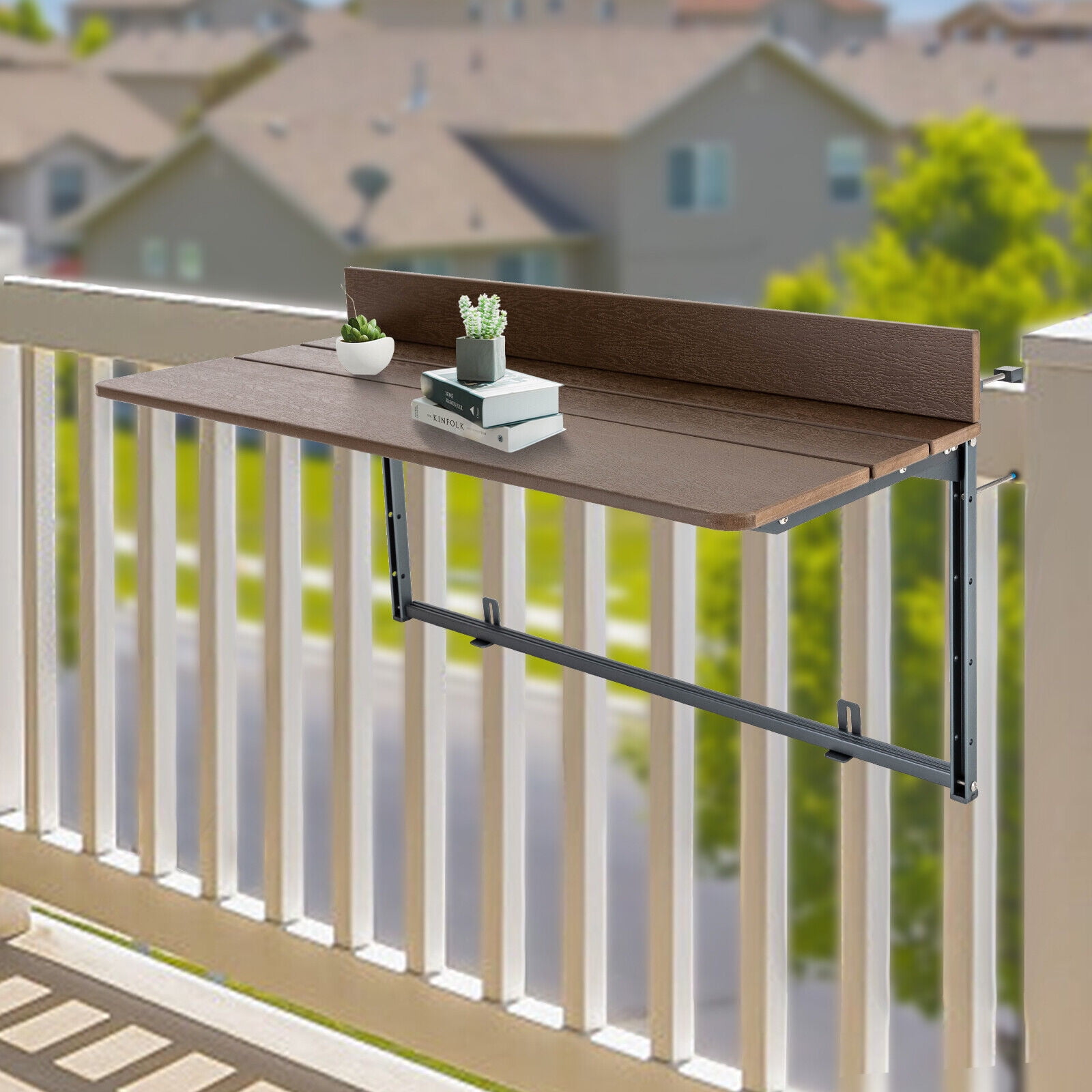 Miumaeov Balcony Bar Table Railing Folding Balcony Hanging Table with