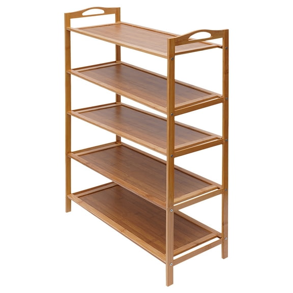 Miumaeov Bamboo Shoe Rack 5-Tier Shoe Storage Organizer Entryway Shoe Shelf
