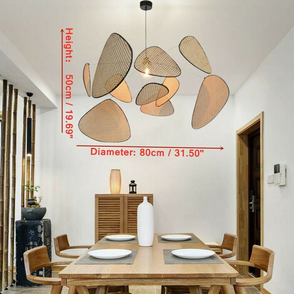 Miumaeov Bamboo Wicker Chandelier Pendant Light Rattan Hanging Lamp Chandelier Light Fixture for Bedroom Dining Room Cafe Bar