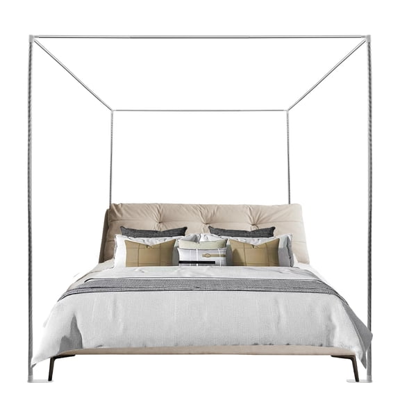 Miumaeov Bed Canopy Frame Queen, Stainless Steel Canopy Bed Poles with Outer Support, 4-Post Bed Net Stand for Bedroom Decor, Tool-Free Assembly