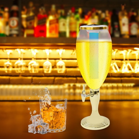 Miumaeov Beer Tower Dispenser 5L/170oz Drink Dispenser with Detachable Ice Tube and LED Light Drink Tower Liquor Dispenser for Bar Family Buffet Restaurant