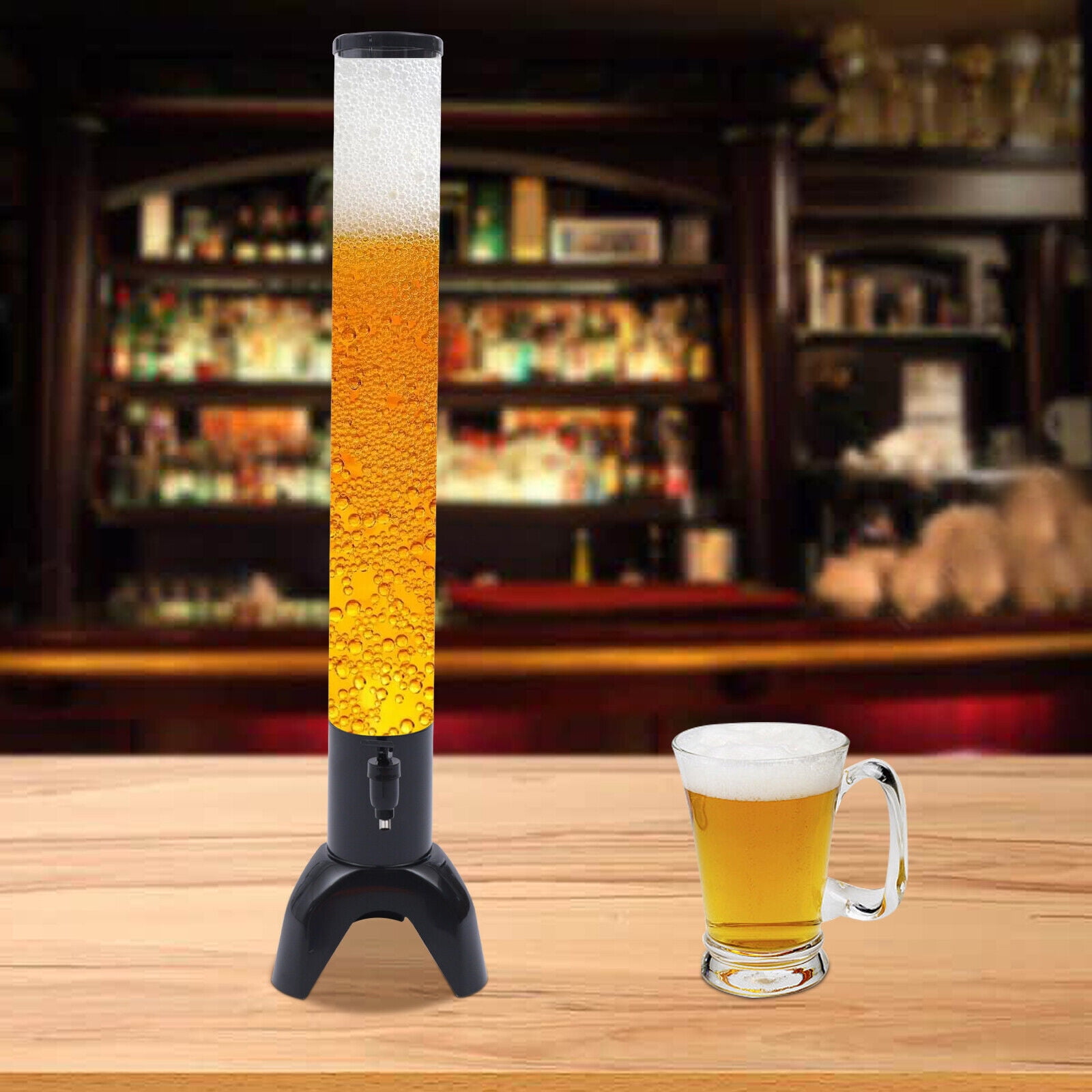 Oggi Beer Tower 3L/100oz - Beverage Dispenser with Spigot & Ice Tube,  Margarita, Mimosa, Holds 6 Pints of Beer - Stainless Color Model 