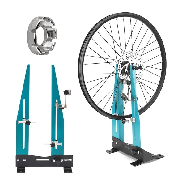 Miumaeov Bicycle Wheel Truing Stand for 16-29 Inch, Bike Rim Alignment Tool with Spoke Wrench, Portable MTB Road Wheel Calibration Stand