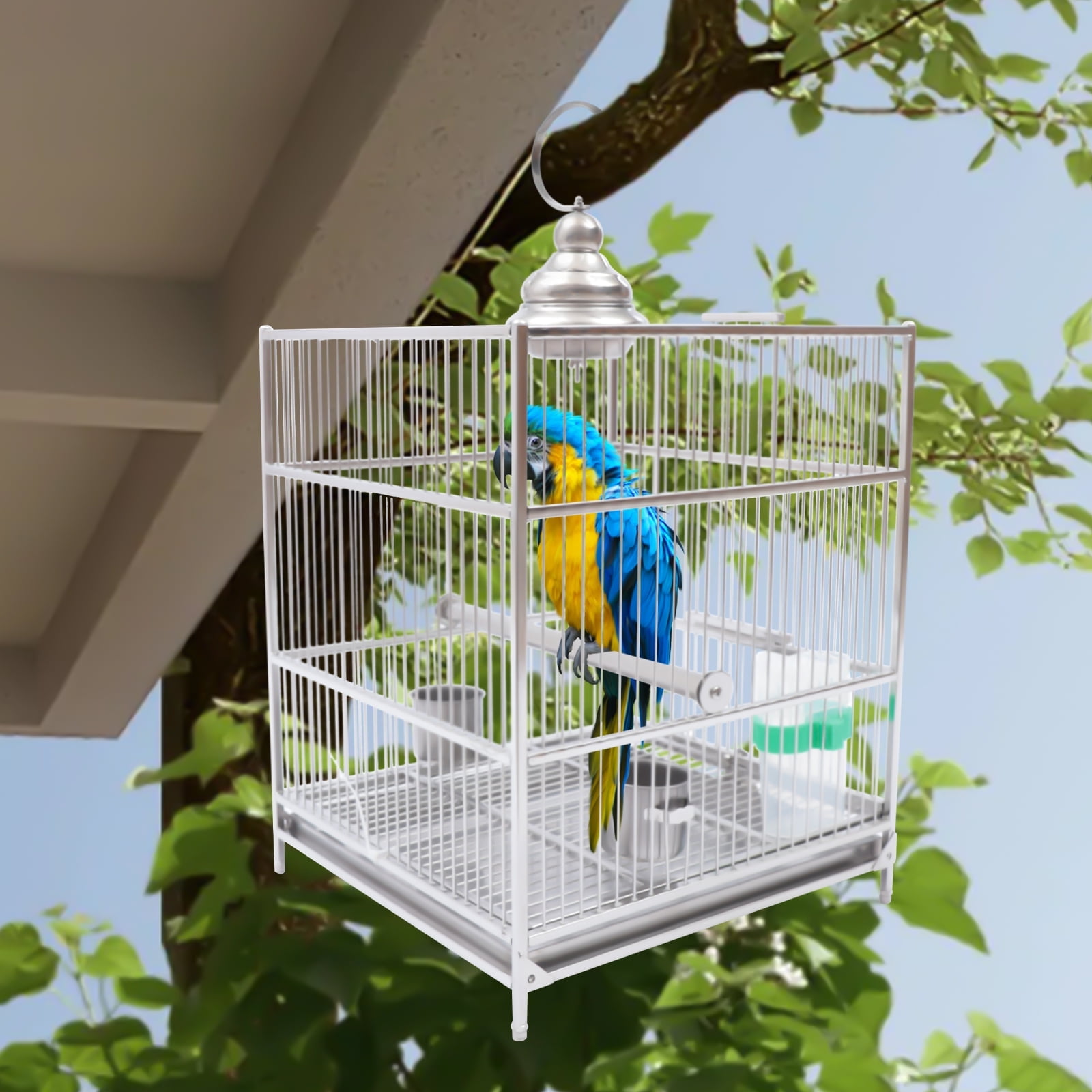 Miumaeov Stainless Steel Bird Cage with Accessories for Parrot ... - Macaw Bird Cage Plus Accessories
