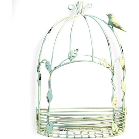 Miumaeov Bird Cage Storage Shelf Wall Mounted Country Metal Shelf Display Stand Rack