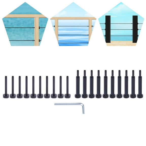 Miumaeov Black Cable Railing Hardware Kit Stainless Steel Turnbuckle Tensioner 1/8" for Wood & Metal Post
