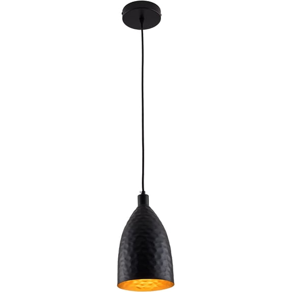 Miumaeov Black Metal Pendant Light, 1-Light Industrial Hanging Light Fixture Farmhouse Kitchen Island Pendant Lighting with 3ft Adjustable Cord, Industrial Dining Light Ceiling Lamp for Kitchen