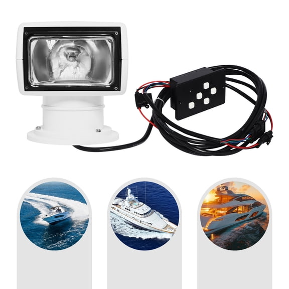 Miumaeov Boat Search Lights Marine 360 Rotate Halogen Searchlight Spotlight Remote Control 12V 100W
