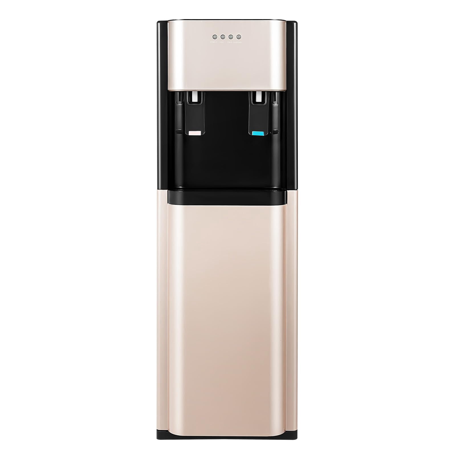 Miumaeov Bottom Loading Water Dispenser, Hot and Cold Water Cooler for 5 Gallon Bottle, Freestanding Small Office Water Dispenser, Stainless Steel, Gold