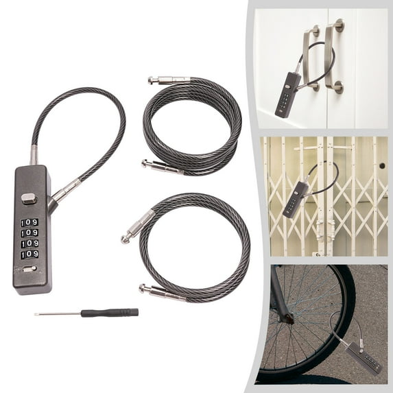 Miumaeov Cable Lock w/Combination 4 Digit Lock For Bike,Luggage,Fences,Garage Gate Leaden