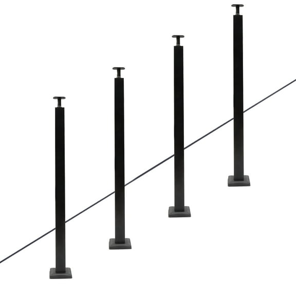 Miumaeov Cable Railing Post 30°-drilled Stair Post 36"x2"x2" Adjustable Top Angle Line Post Top Mount Stainless Steel Black Finish Wood Concrete Level Deck (4Pcs)