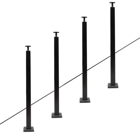 Miumaeov Cable Railing Post 30°-drilled Stair Post 36"x2"x2" Adjustable Top Angle Line Post Top Mount Stainless Steel Black Finish Wood Concrete Level Deck (4Pcs)